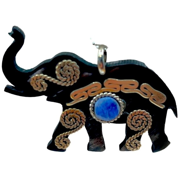 Origami Owl Elephant Pendant Necklace With Blue Stone & Silver Details.   B47 - Picture 2 of 10